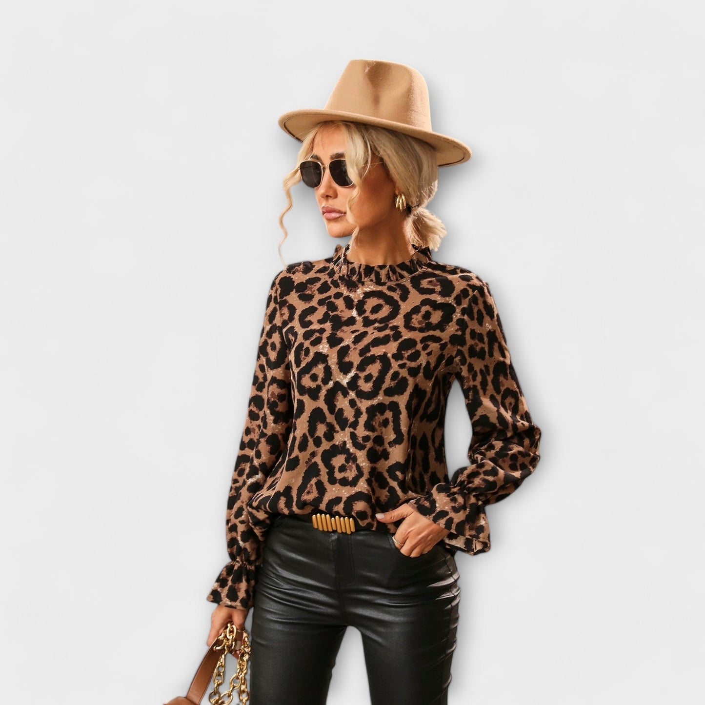 Kayla - Leoblusa con colletto plissettato