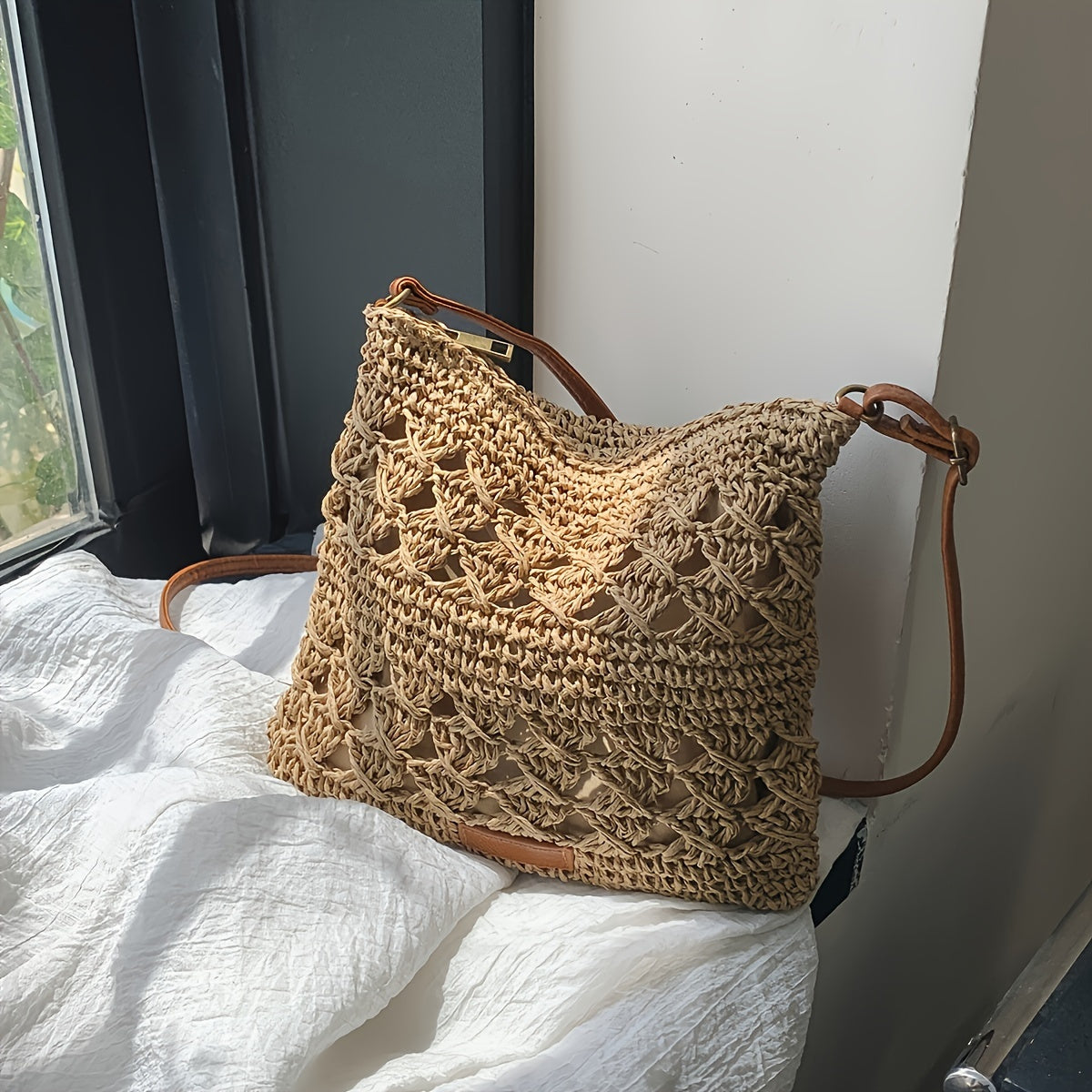 Borsa a spalla in paglia chic