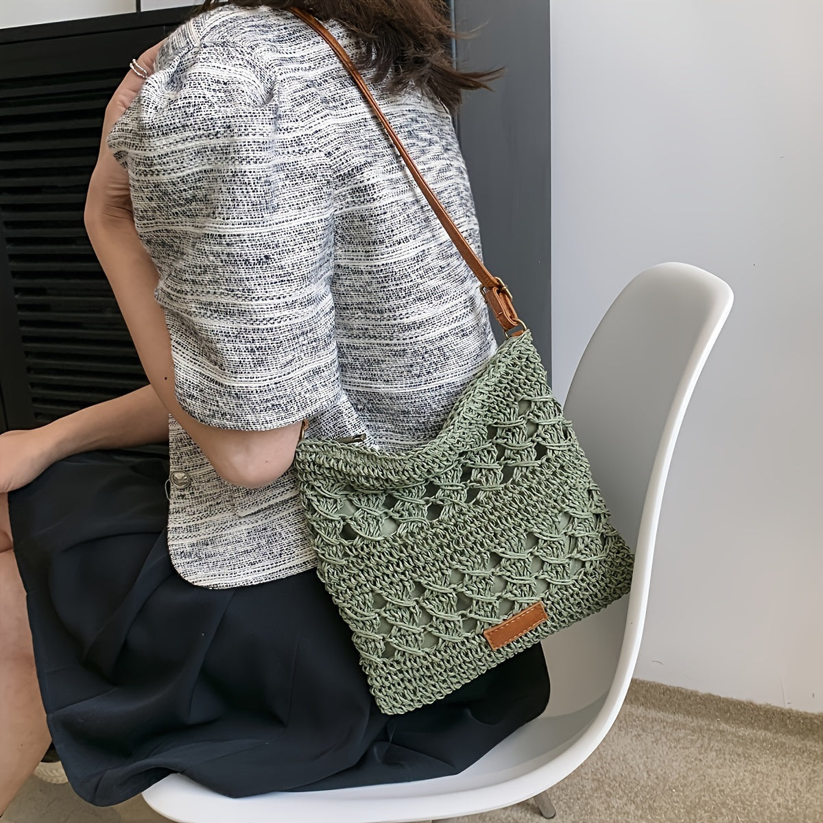 Borsa a spalla in paglia chic