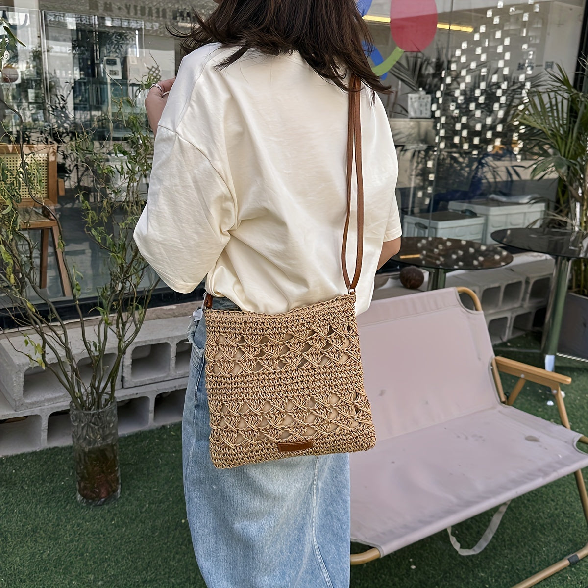 Borsa a spalla in paglia chic