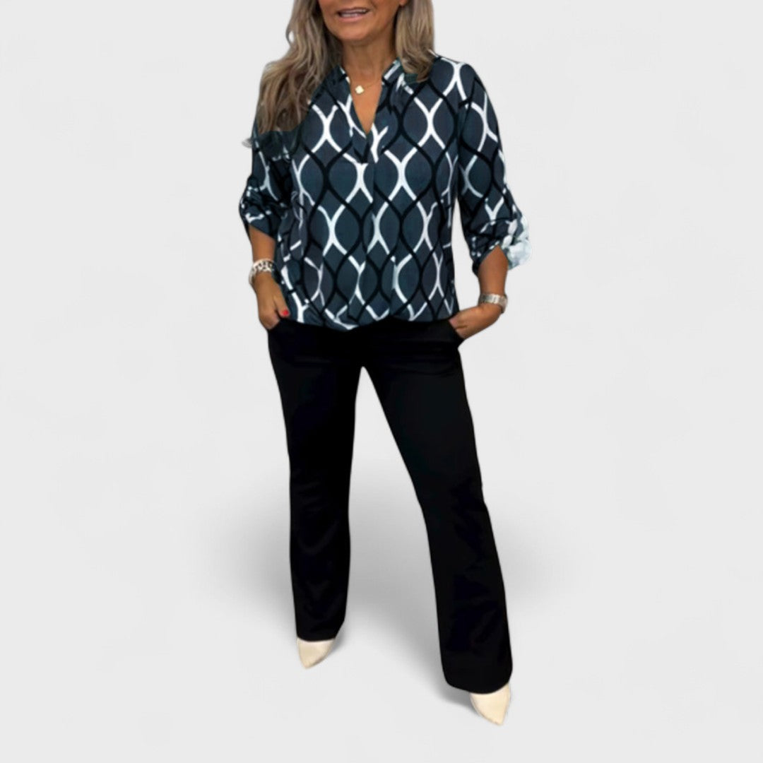 Janny - Camicetta casual con maniche lunghe e motivo elegante