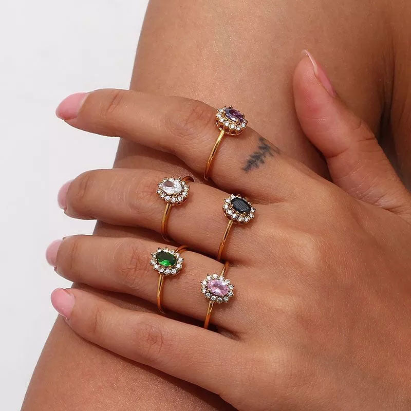 Amaryelle | Anello in Zirconia Verde in Oro 18K