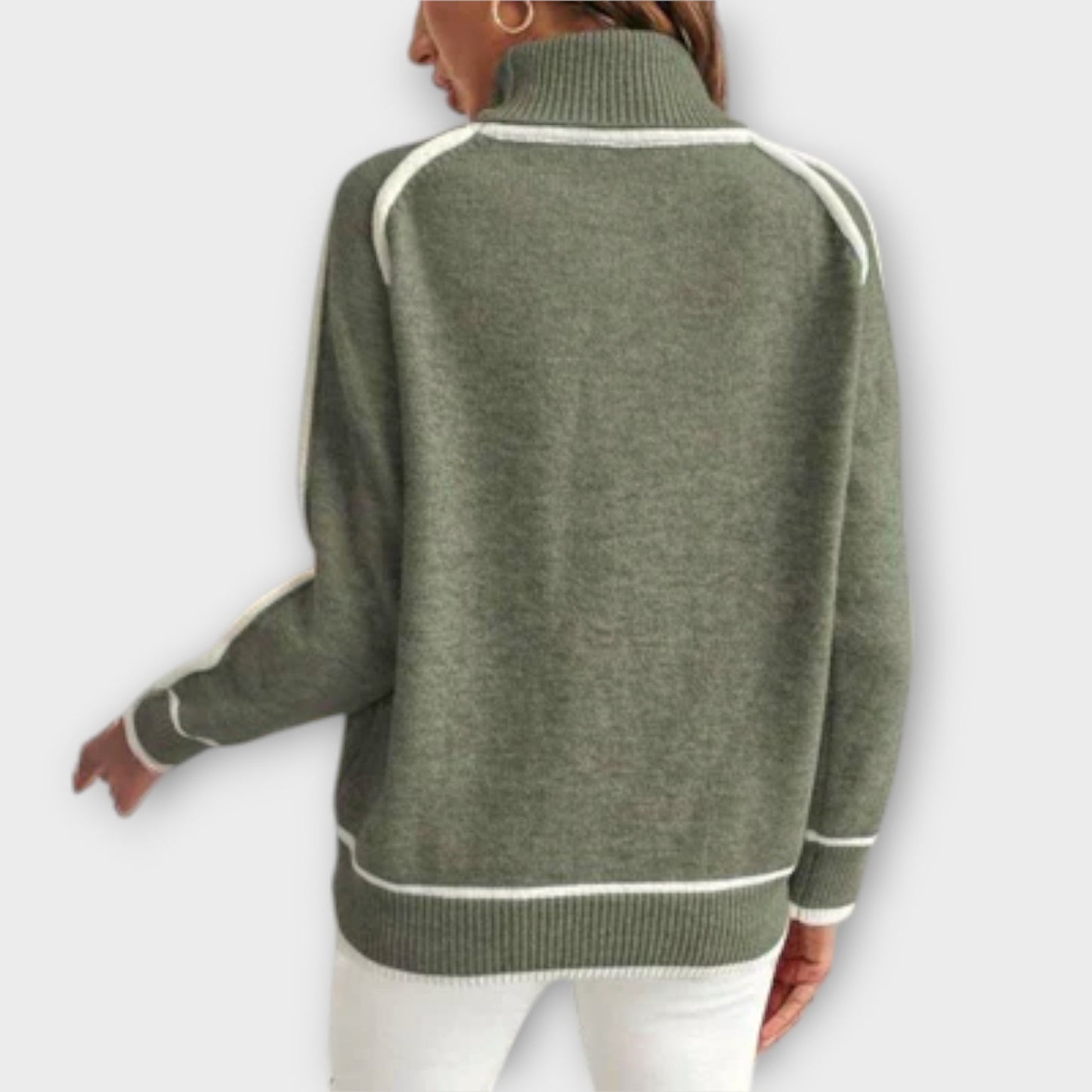 Christine - Pullover in maglia verde oliva di lusso