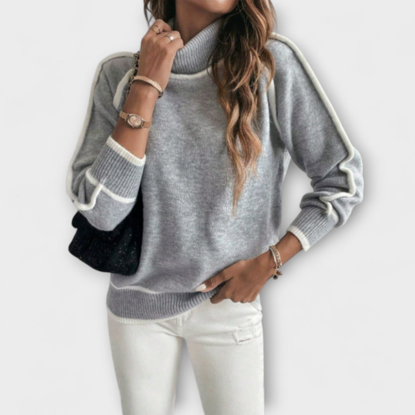 Aurora - Maglione casual con colletto alto