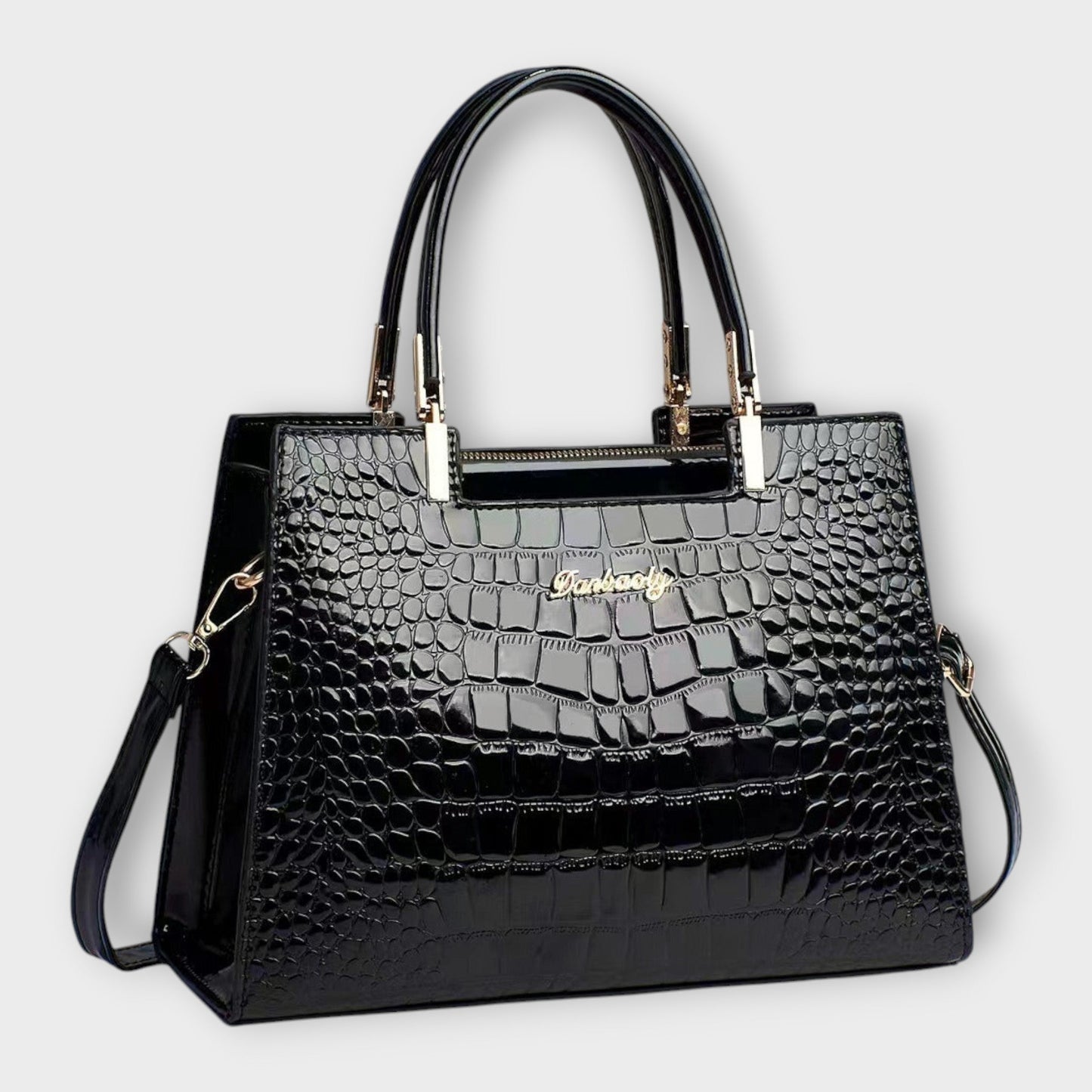 Gianna Boutique - Borsa a Mano con Motivo Coccodrillo Lucido