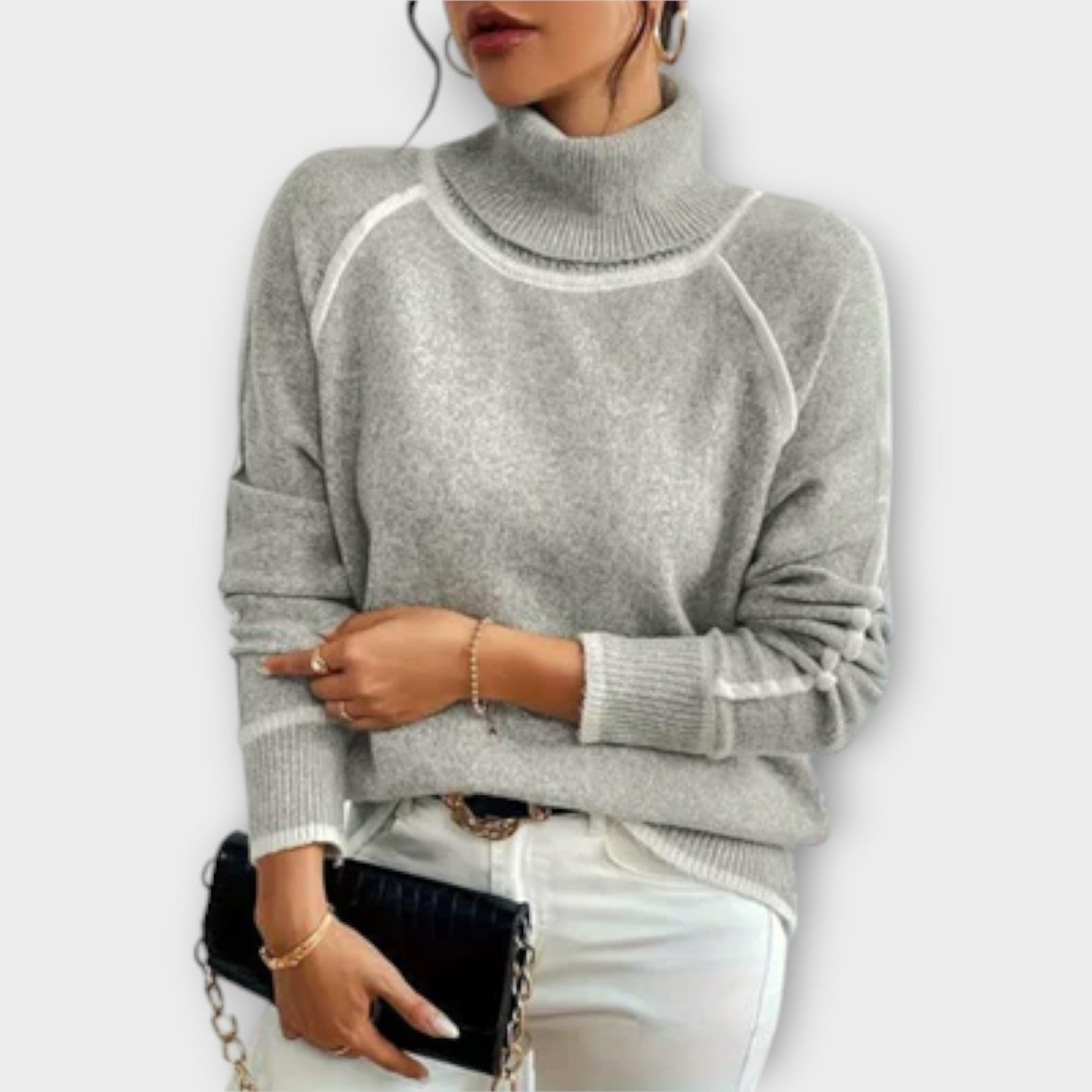 Aurora - Maglione casual con colletto alto