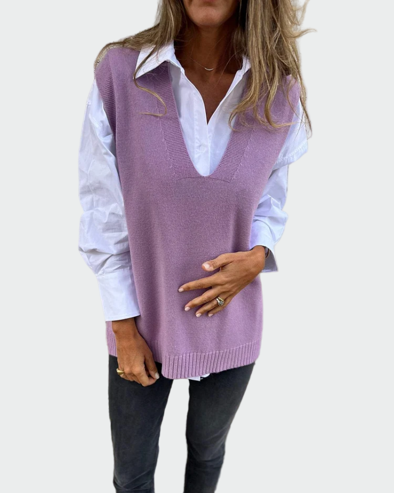 Maglione senza maniche intrecciato