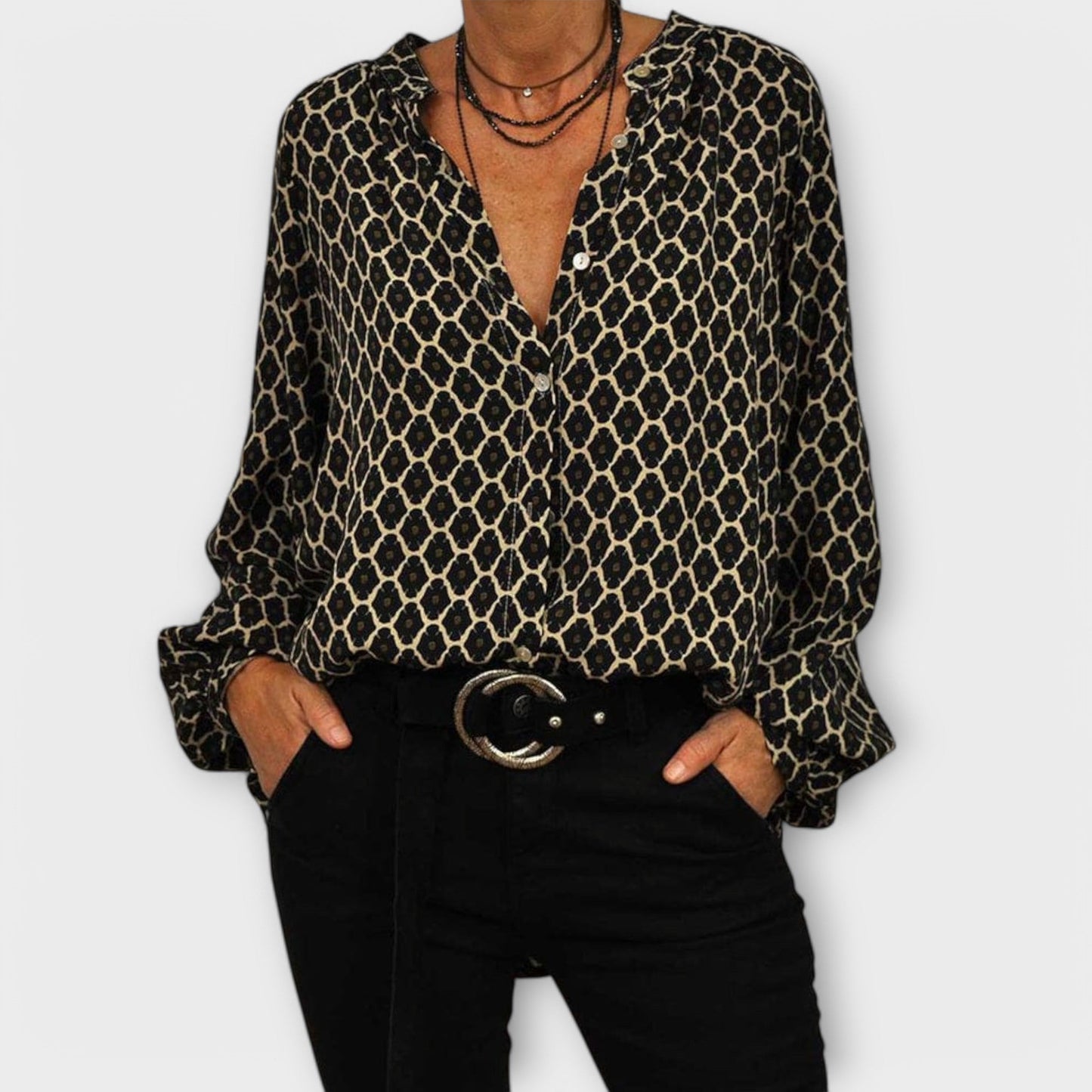 Zara - Blusa alla moda con scollo a V e maniche lunghe
