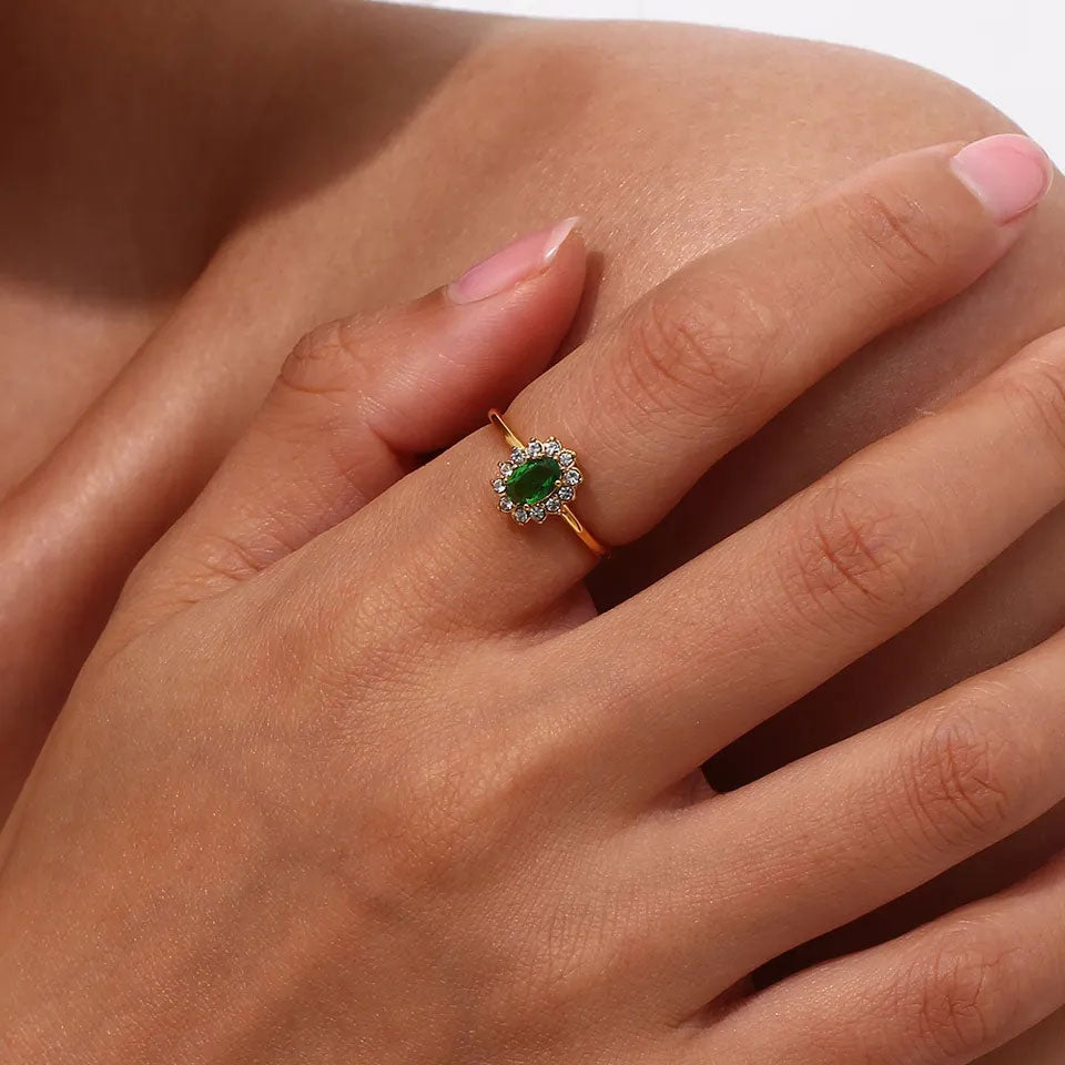 Amaryelle | Anello in Zirconia Verde in Oro 18K