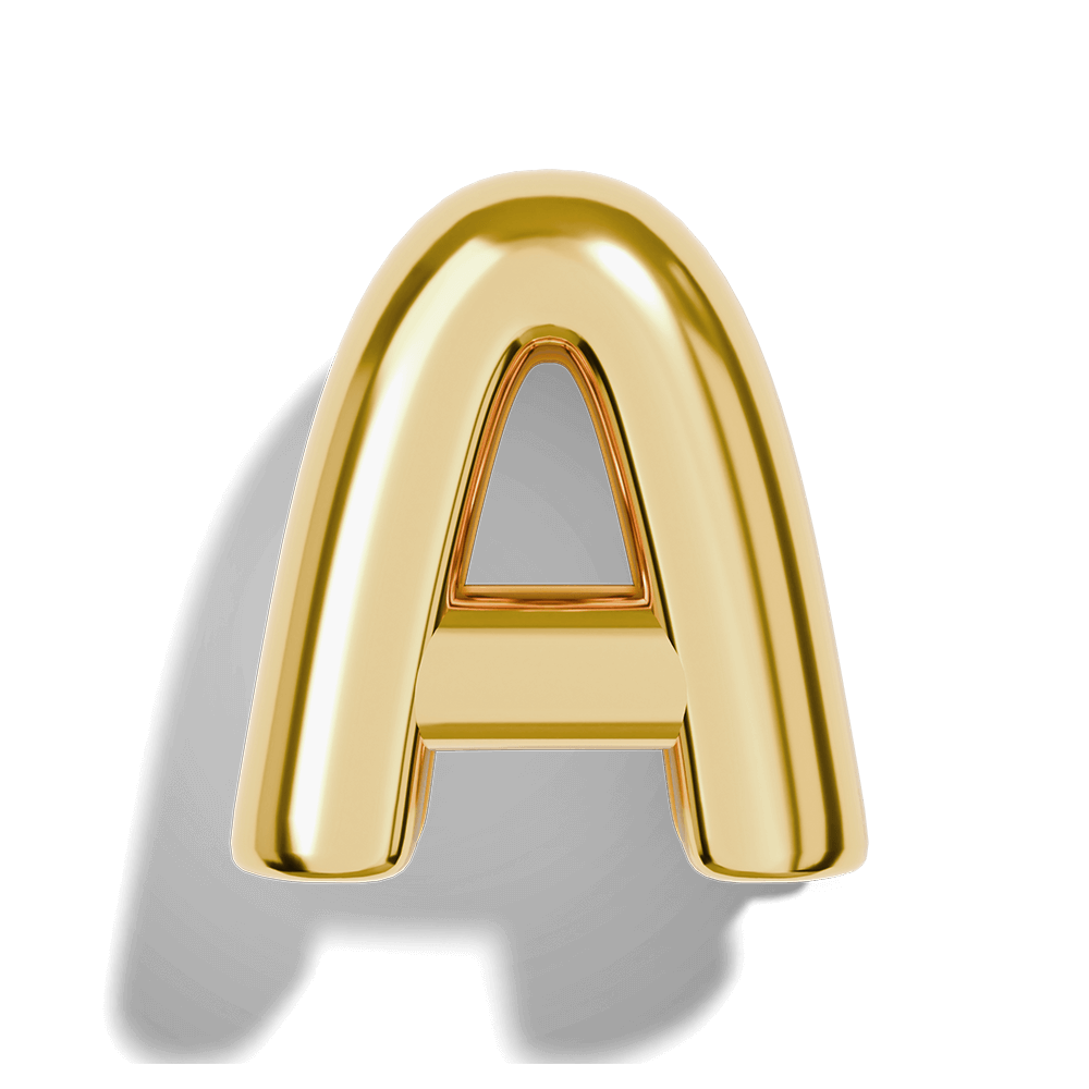 Gold Bubble Letter Charms