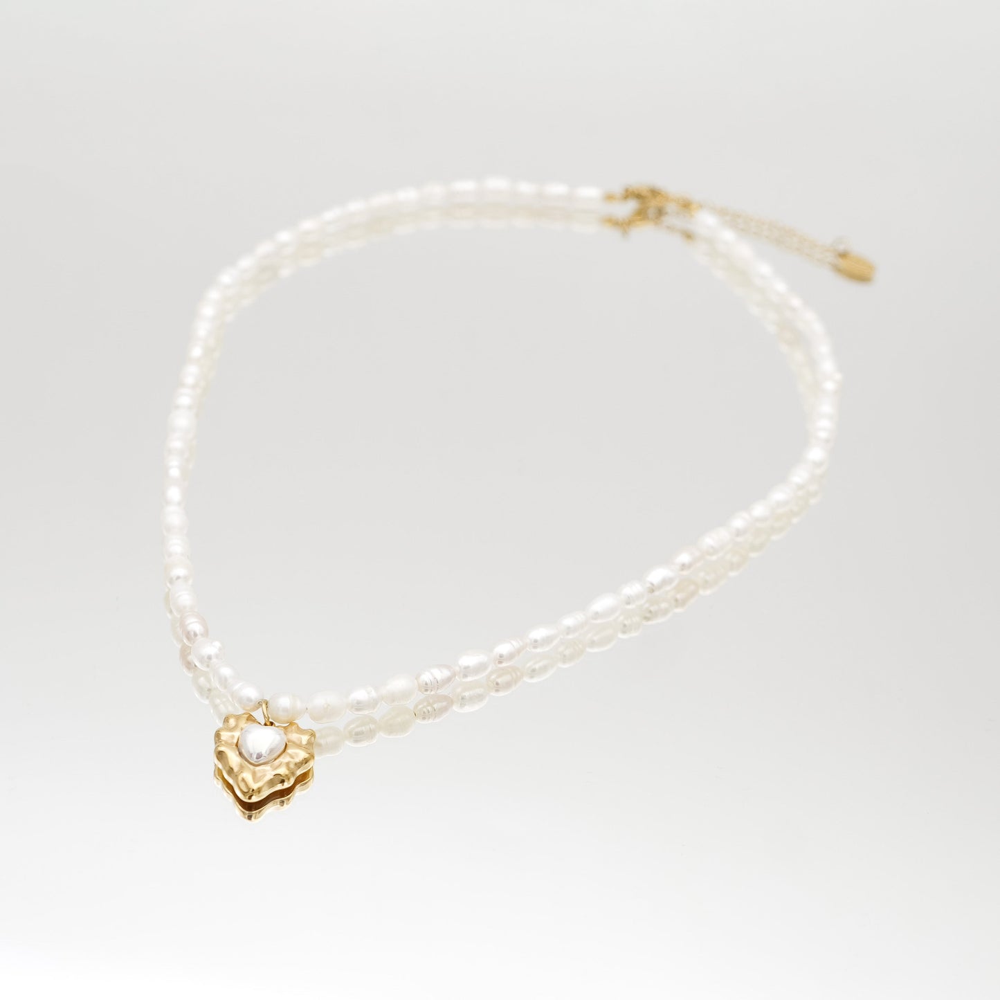 Amber Pearl Heart Necklace
