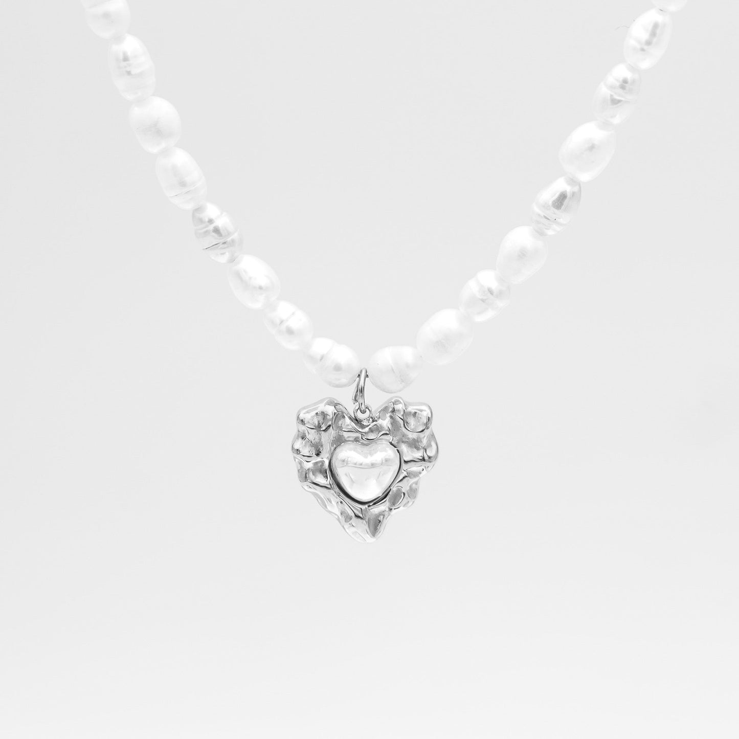 Amber Pearl Heart Necklace