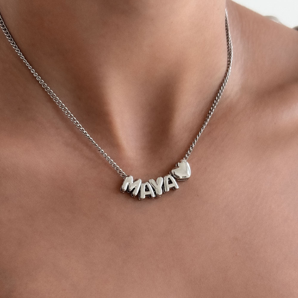 Silver Bubble Letter Charms