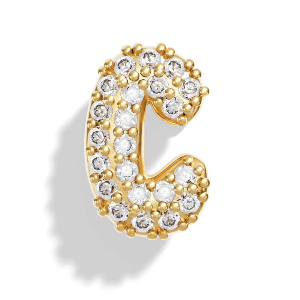Gold Pave Bubble Letter Charms
