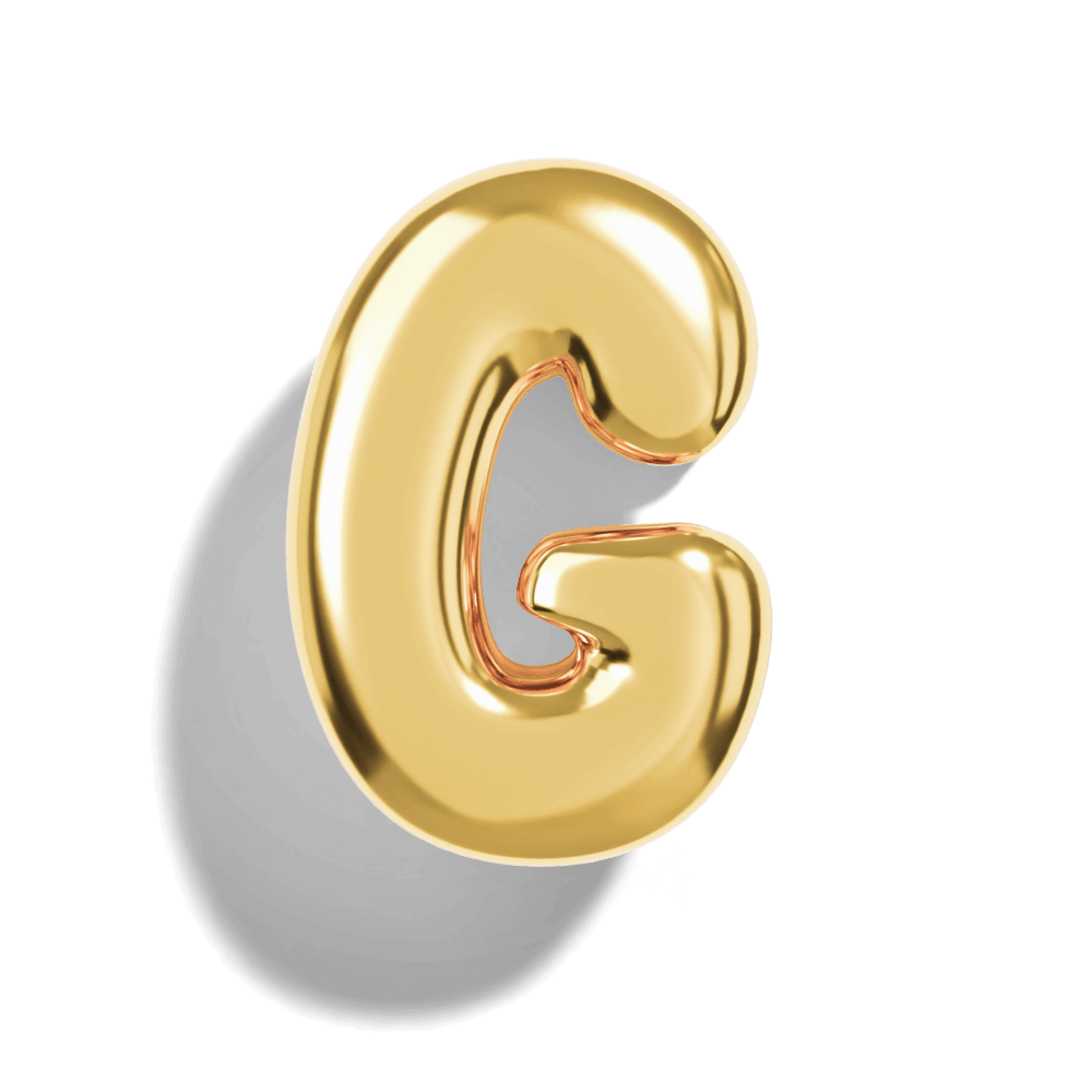 Gold Bubble Letter Charms
