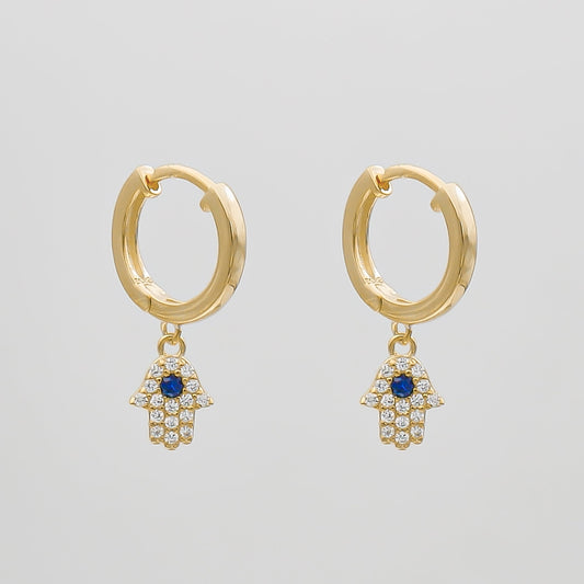 Hand of Hamsa Huggie Earrings