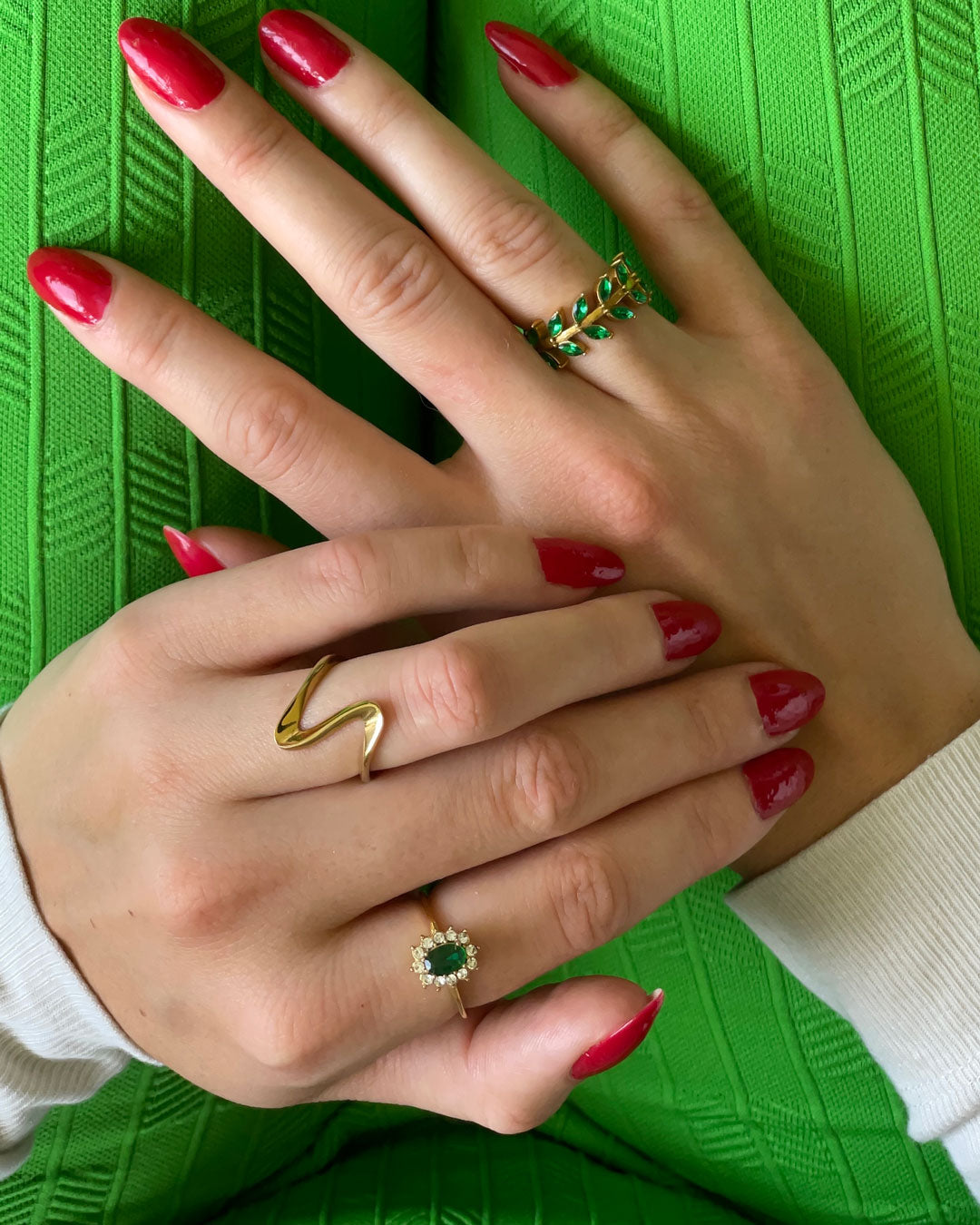 Amaryelle | Anello in Zirconia Verde in Oro 18K