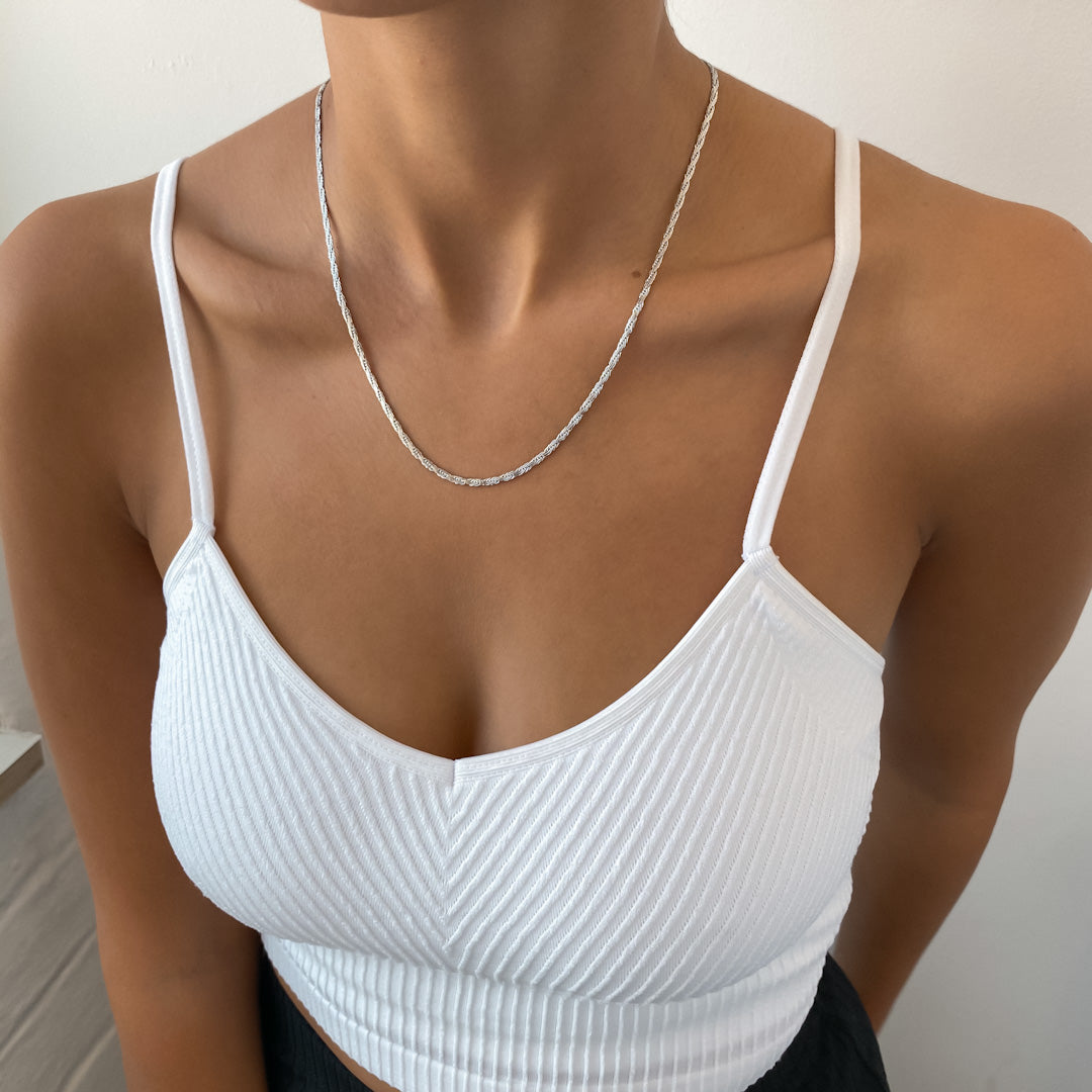 Flat Rope Link Chain | Silver