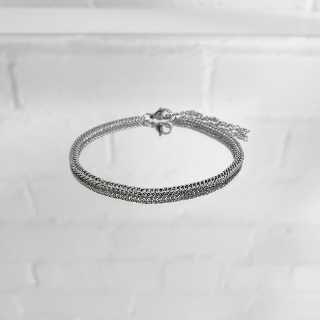 FREE GIFT | Double Link Curb Anklet | Silver