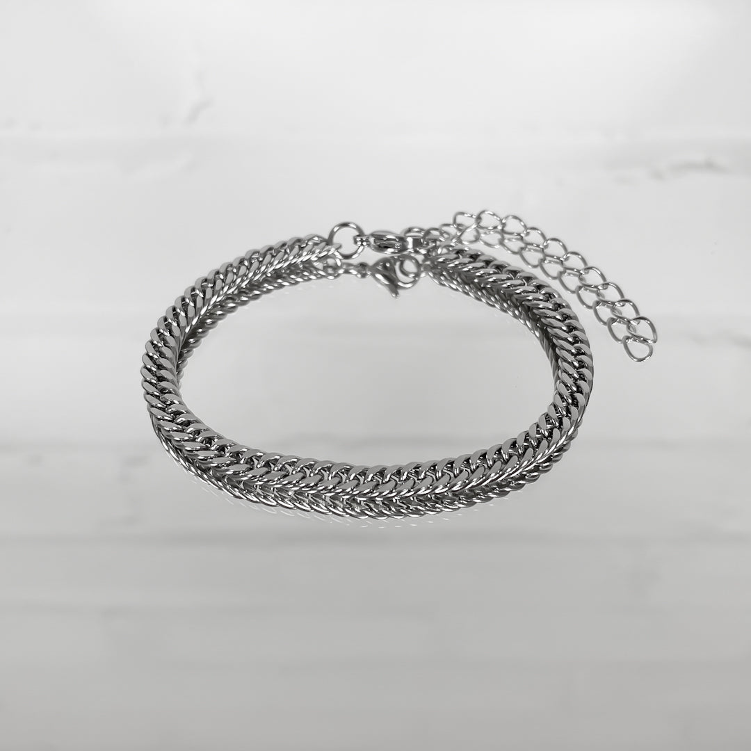 FREE GIFT | Double Link Curb Anklet | Silver