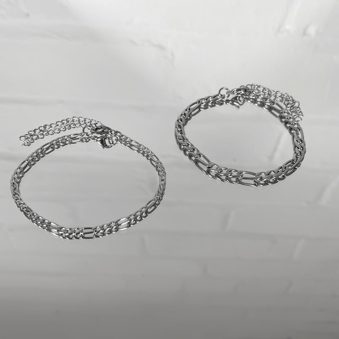 Figaro Chain Anklet Silver