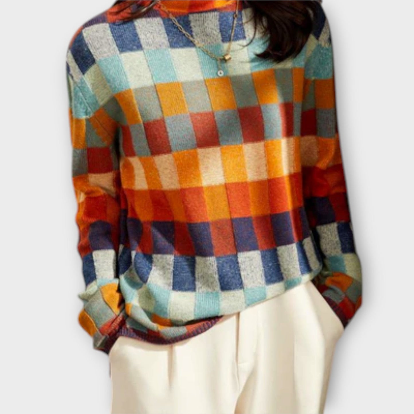Erika - Maglione con Collo Alto Patchwork