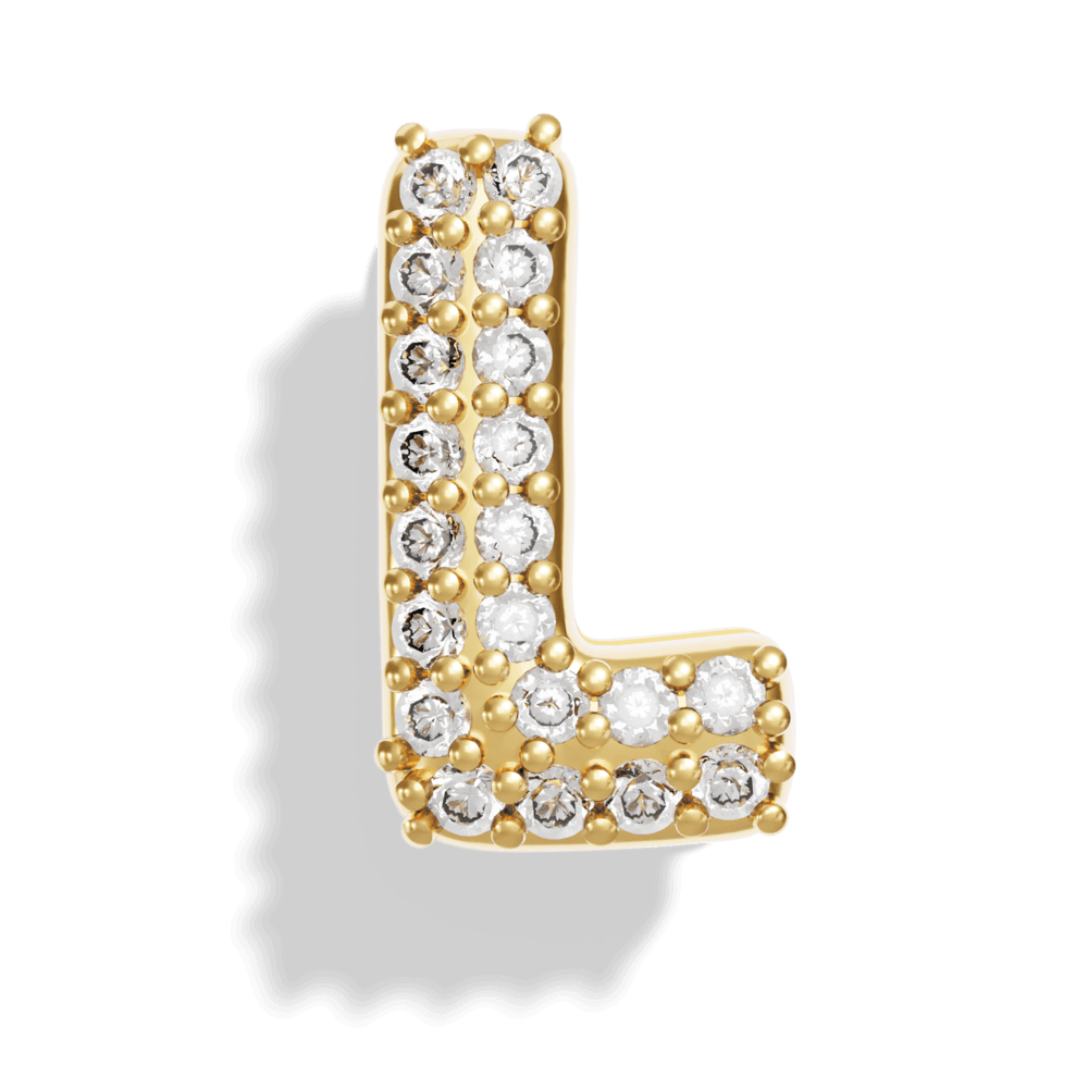 Gold Pave Bubble Letter Charms