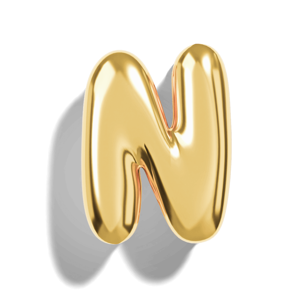 Gold Bubble Letter Charms