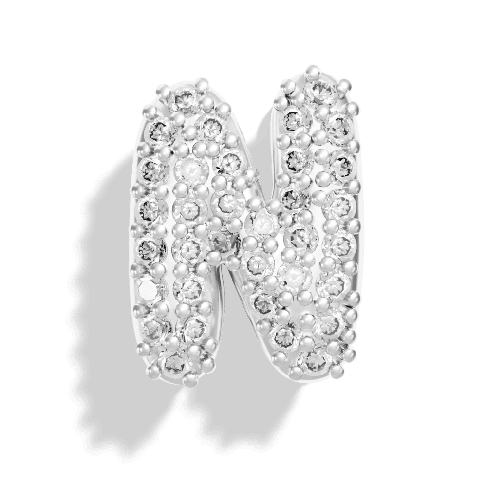 Silver Pave Bubble Letter Charms