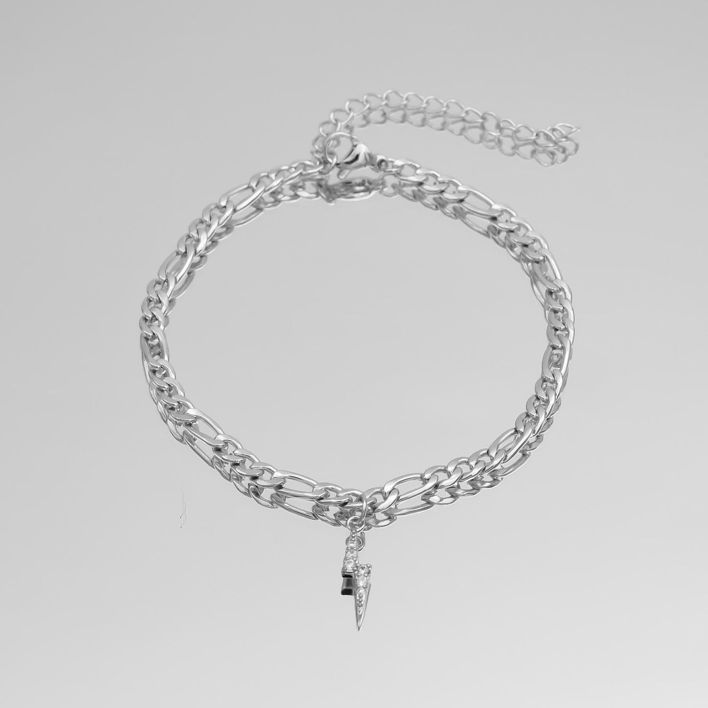 ICY Lightning Bolt Figaro Anklet