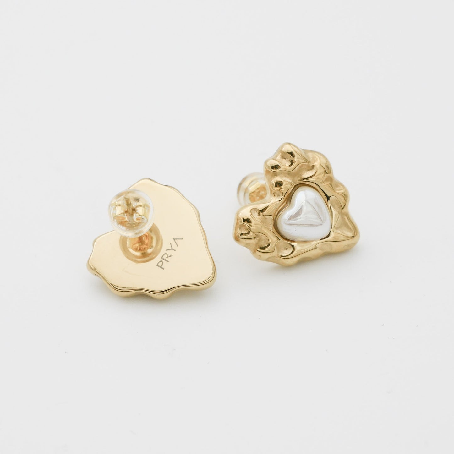 Amber Heart & Pearl Earrings
