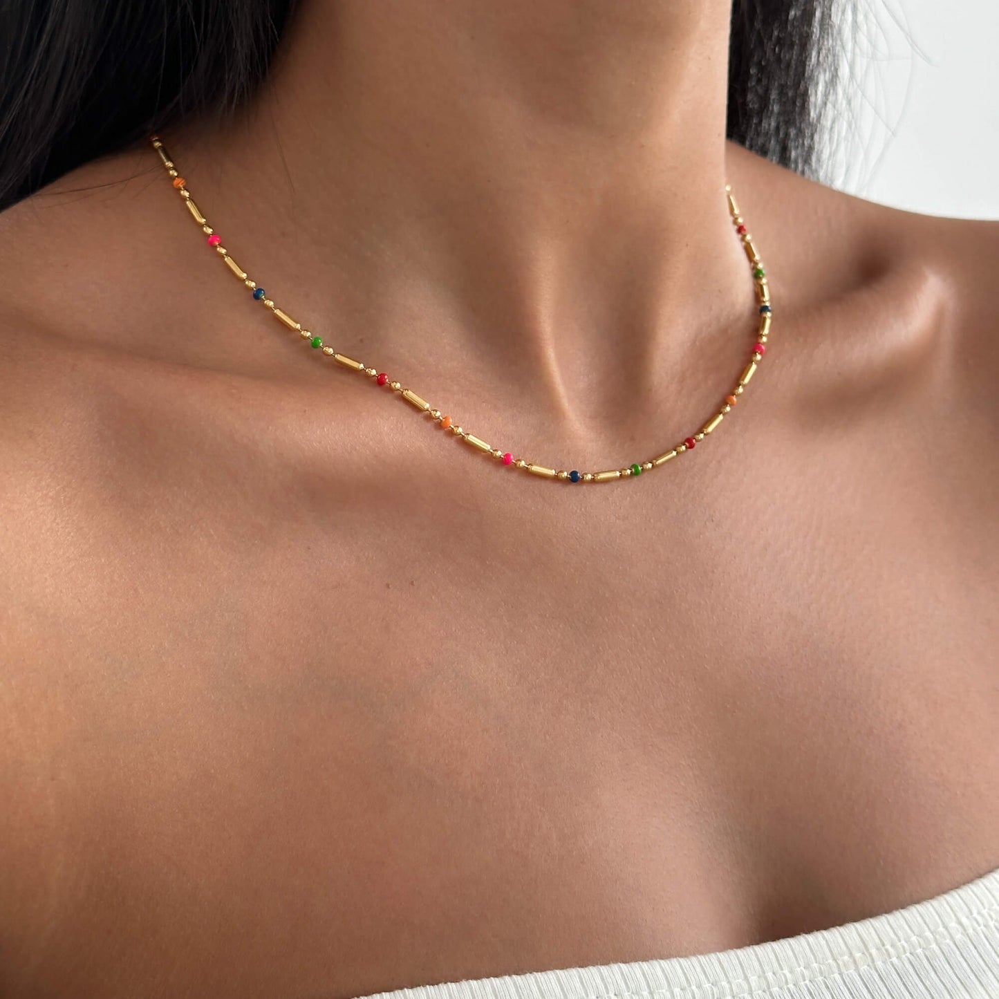 Elsie Rainbow Bead Necklace