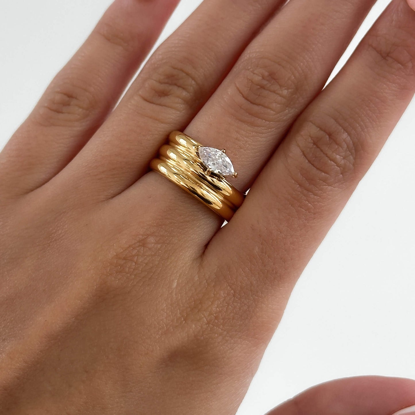 Emilia Double Band Stone Ring
