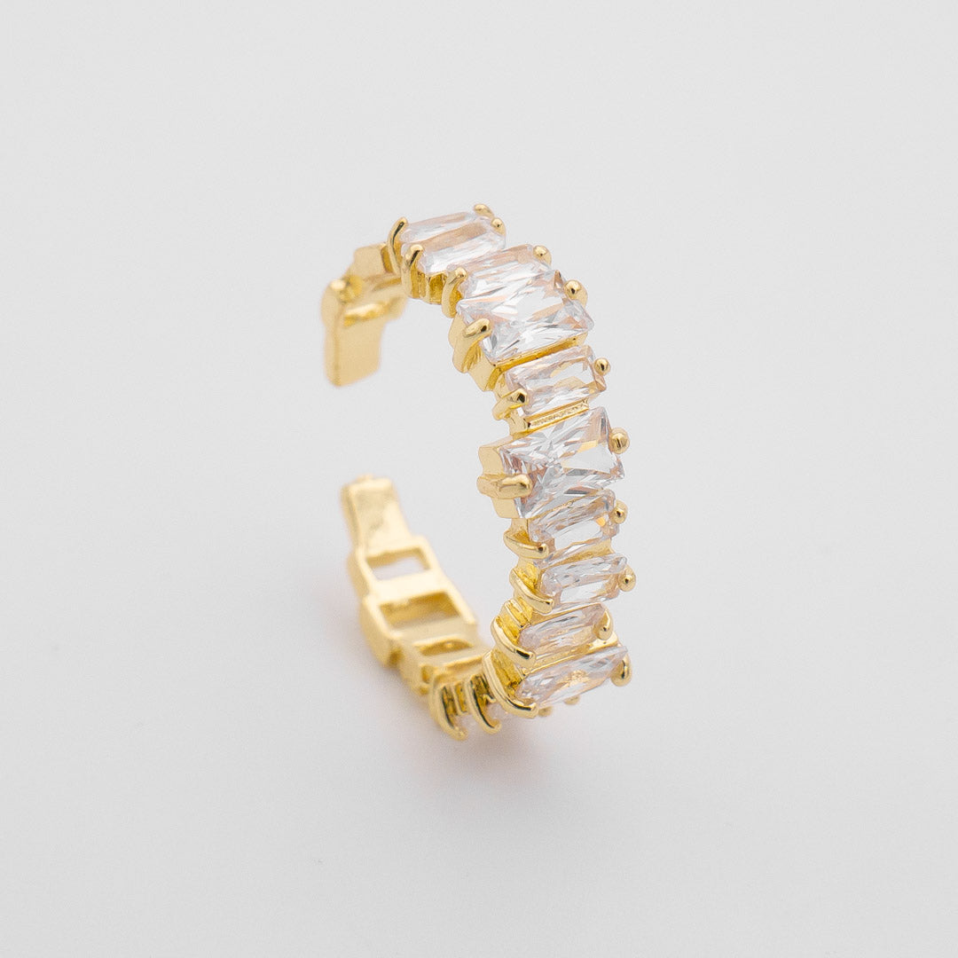 Jada Baguette Cut CZ Adjustable Ring | Gold