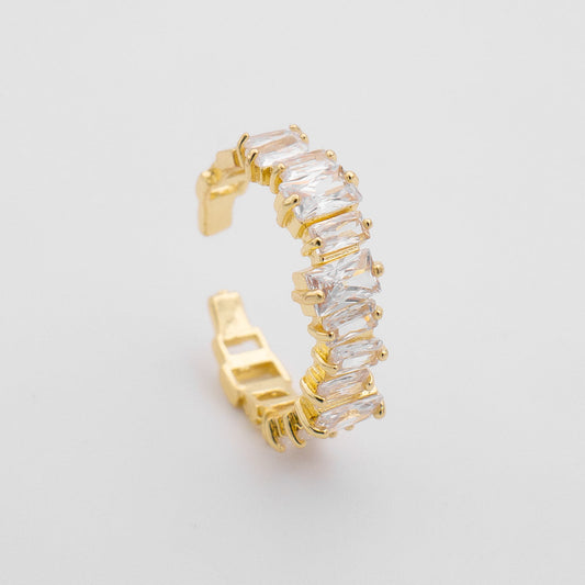 Jada Baguette Cut CZ Adjustable Ring | Gold