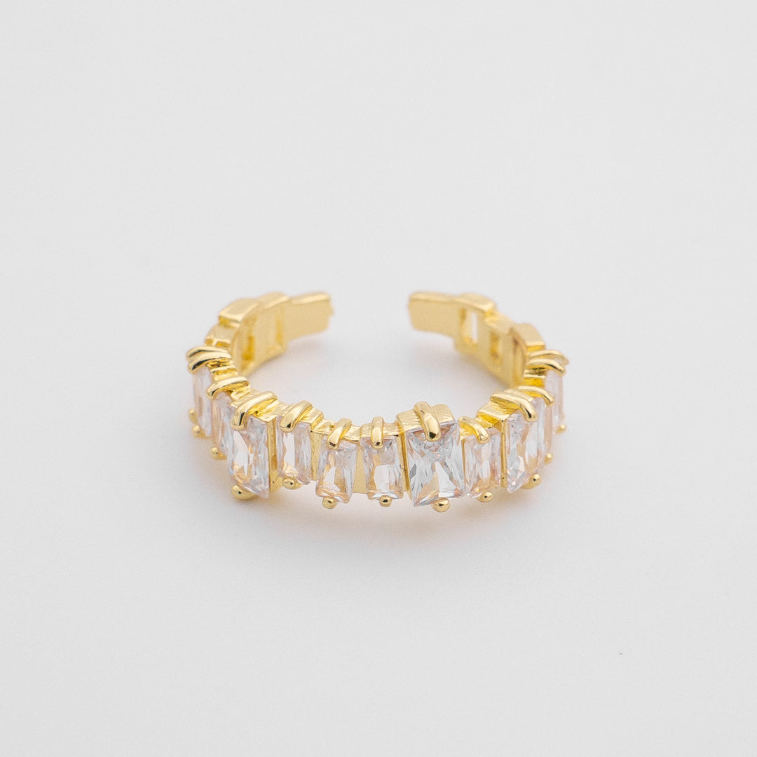 Jada Baguette Cut CZ Adjustable Ring | Gold