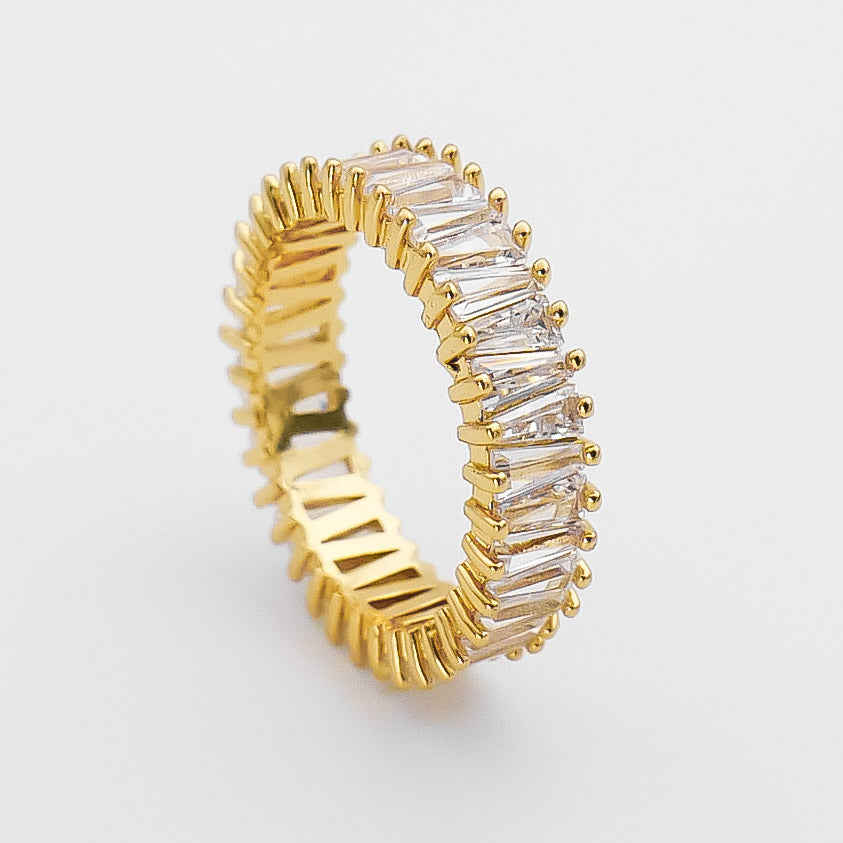 Anna Baguette Cut CZ Ring | Gold