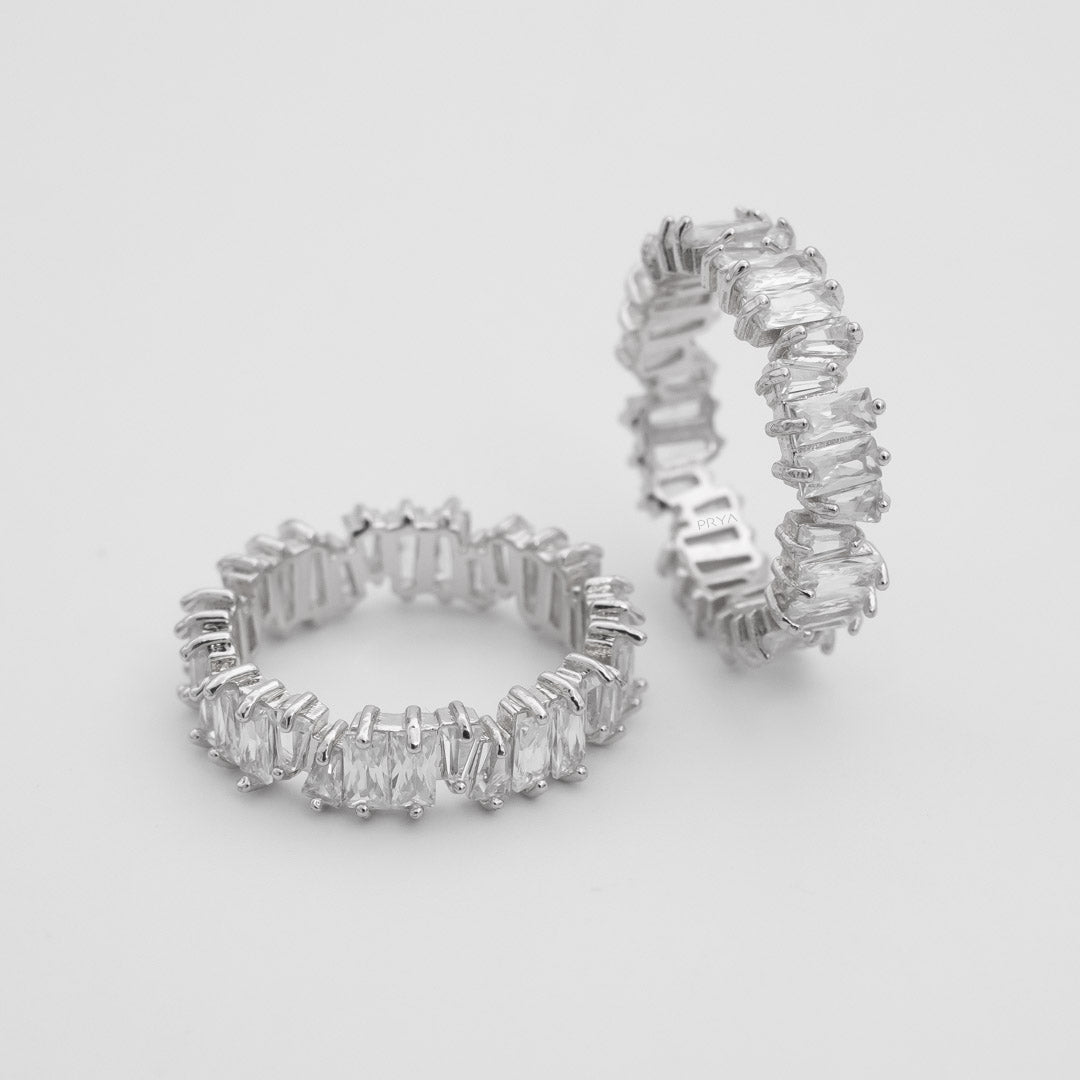 Jada Baguette Cut CZ Ring | Silver