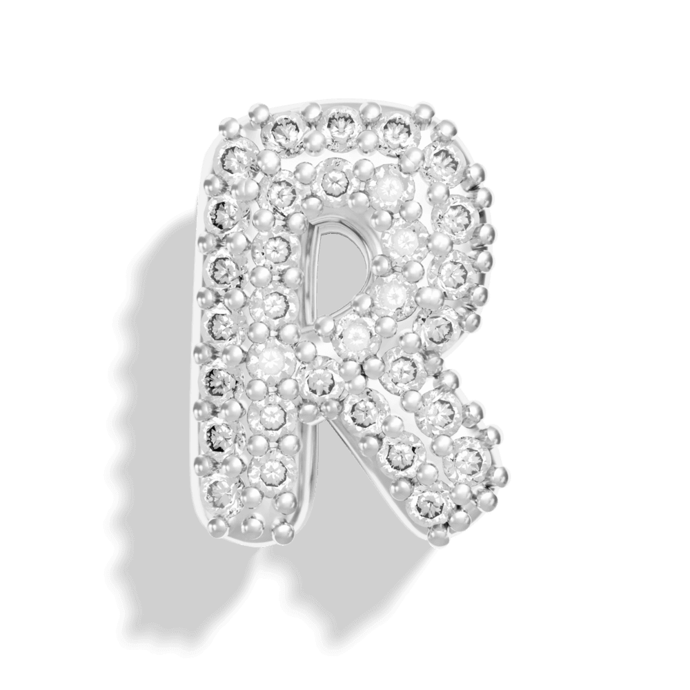 Silver Pave Bubble Letter Charms