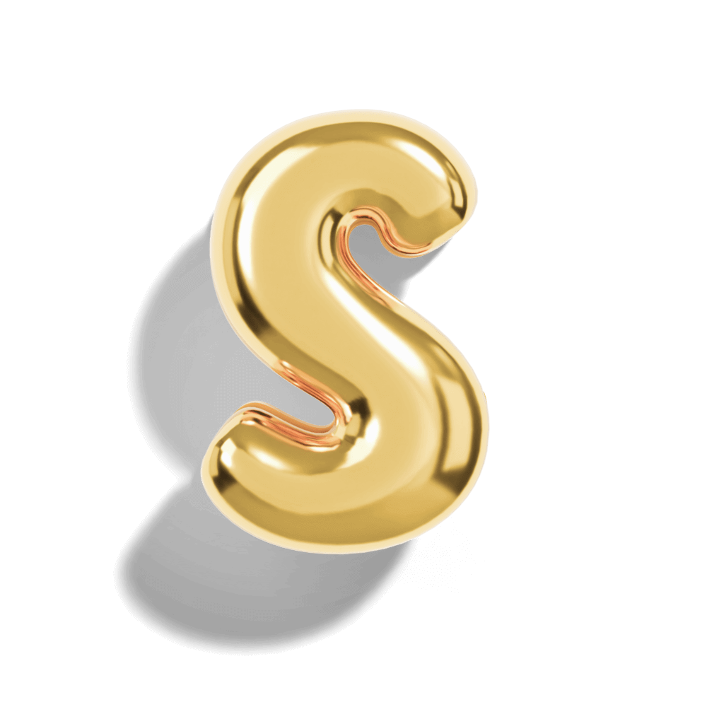 Gold Bubble Letter Charms
