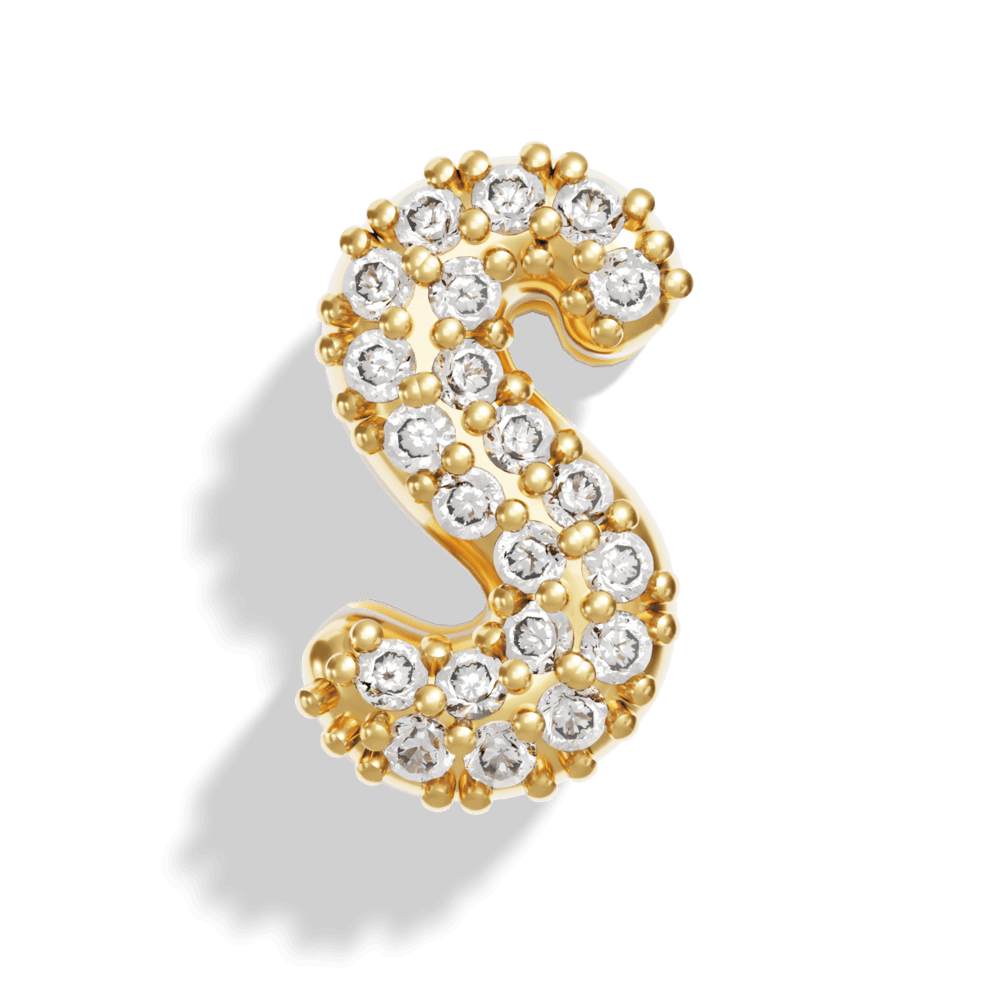Gold Pave Bubble Letter Charms