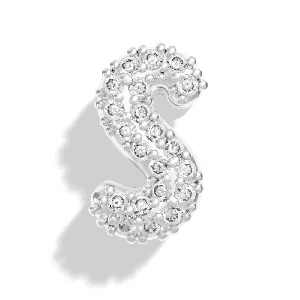 Silver Pave Bubble Letter Charms