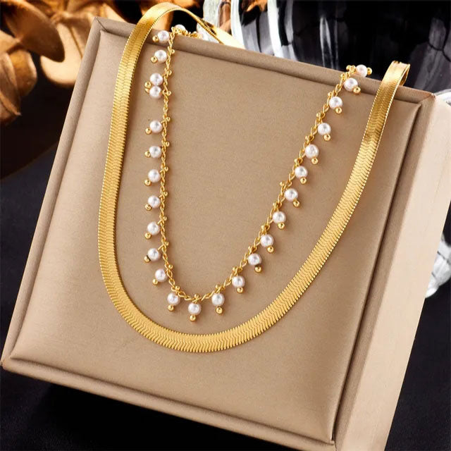 Marizanne | Collana Serpente di Lusso & Set di Gioielli con Perle in Oro 18K