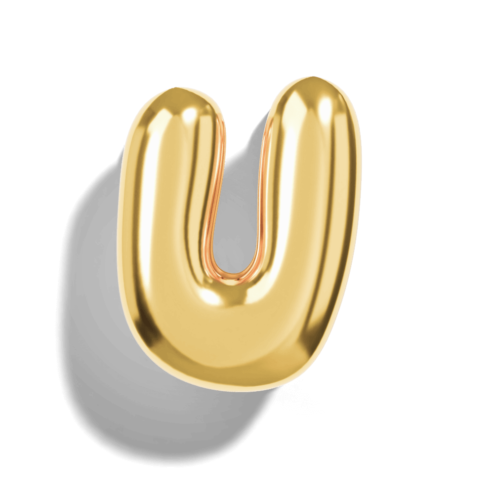 Gold Bubble Letter Charms