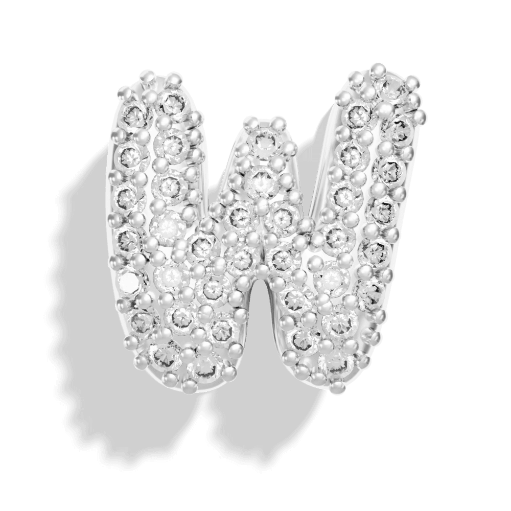 Silver Pave Bubble Letter Charms