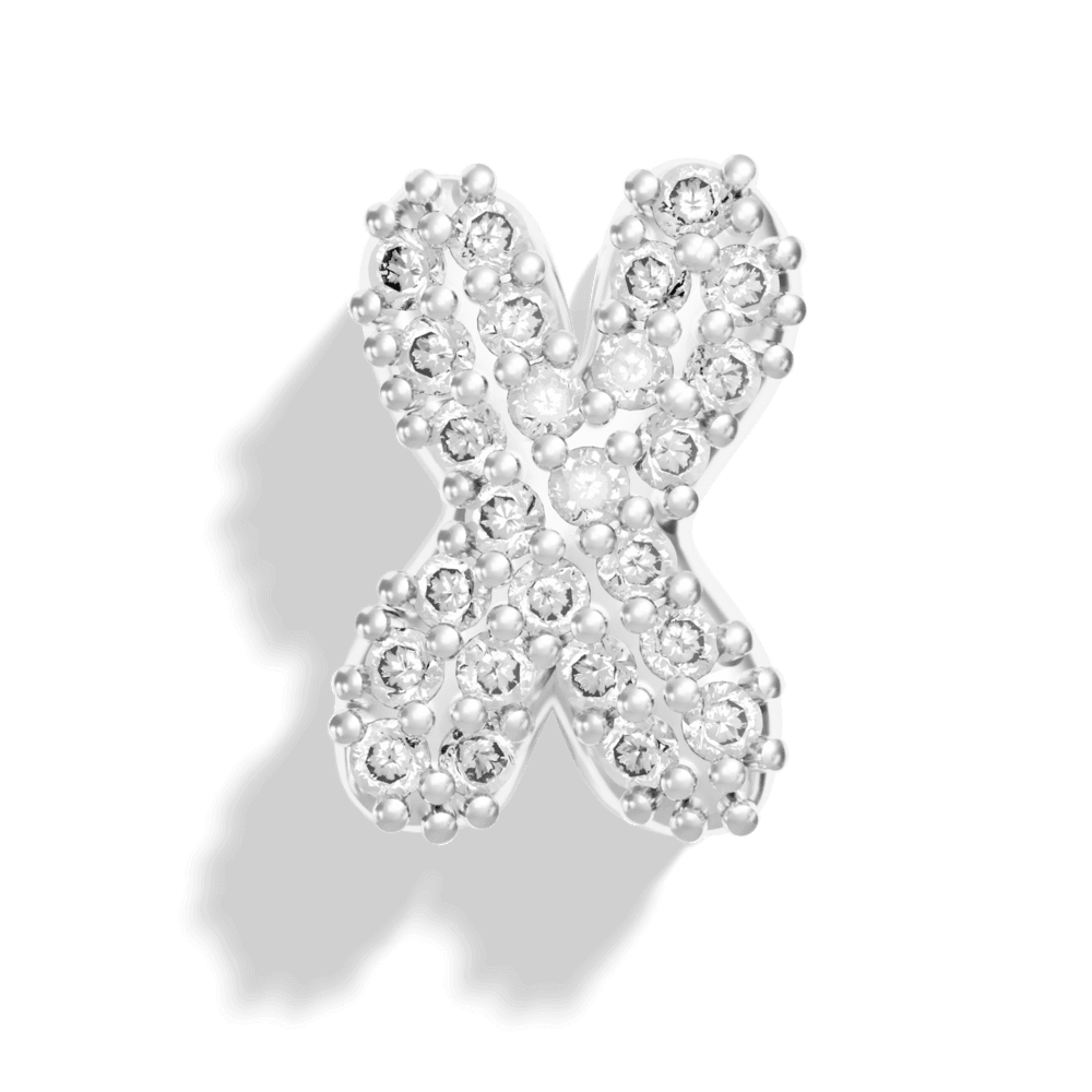 Silver Pave Bubble Letter Charms