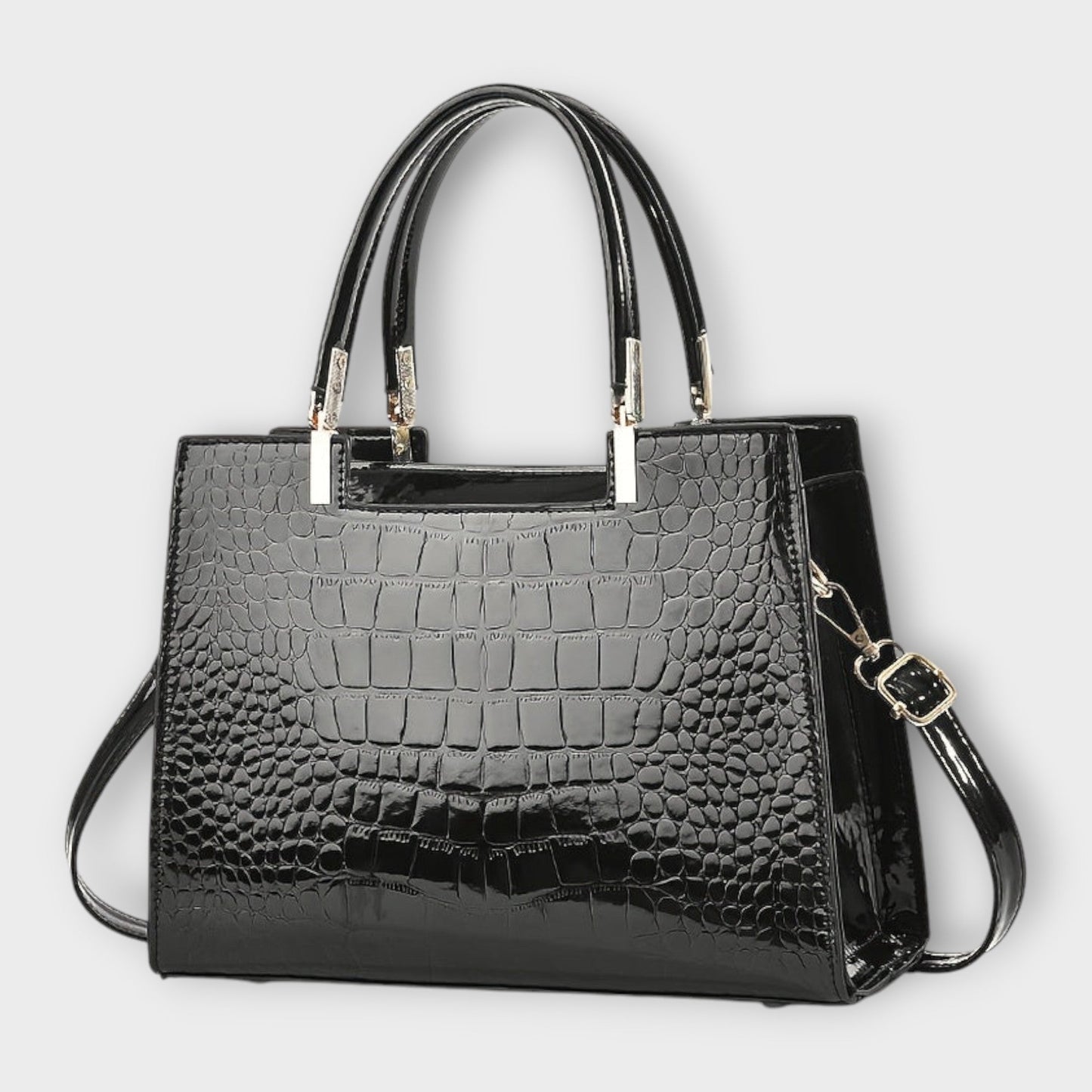 Gianna Boutique - Borsa a Mano con Motivo Coccodrillo Lucido