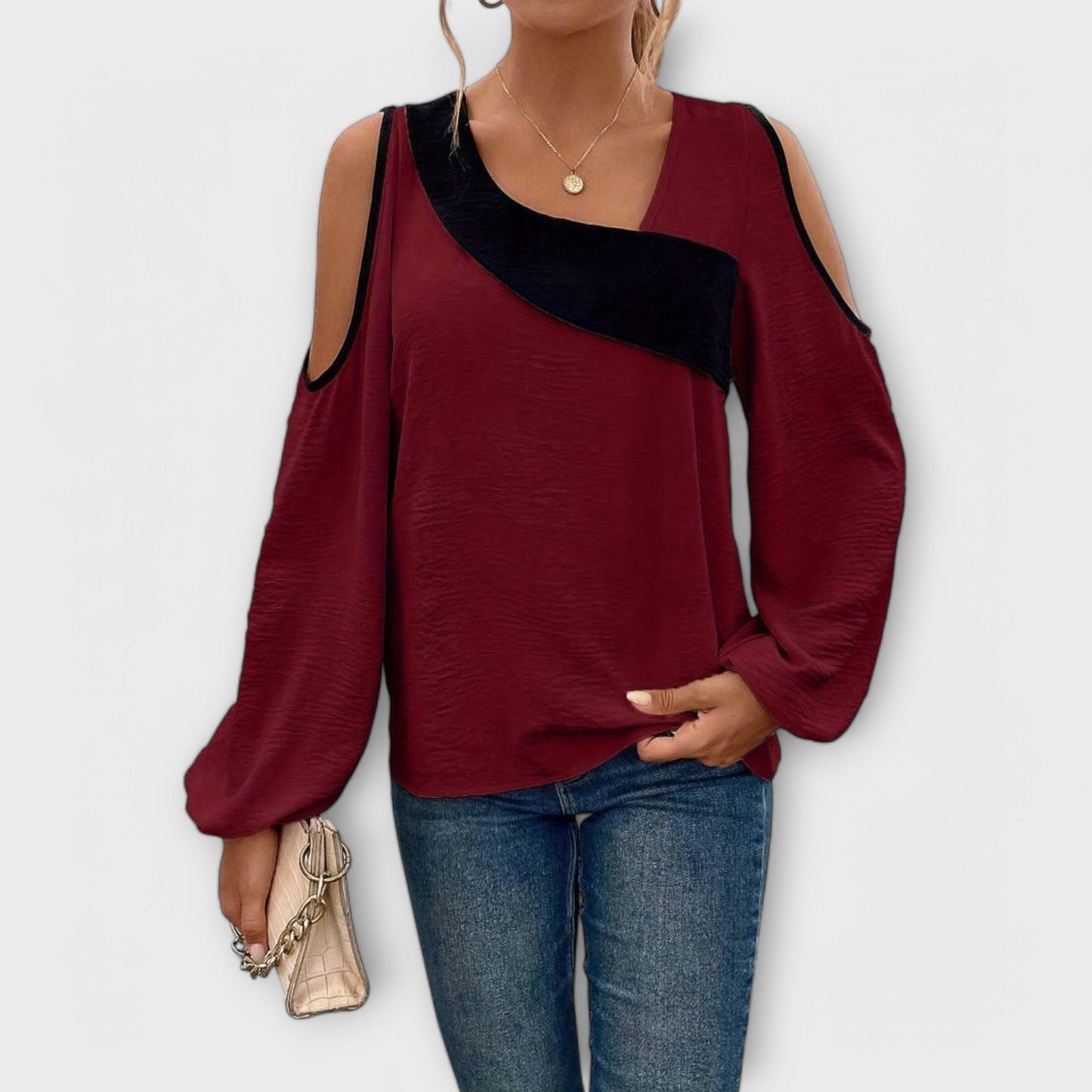 Scarlett - Blusa colorata con scollo quadrato
