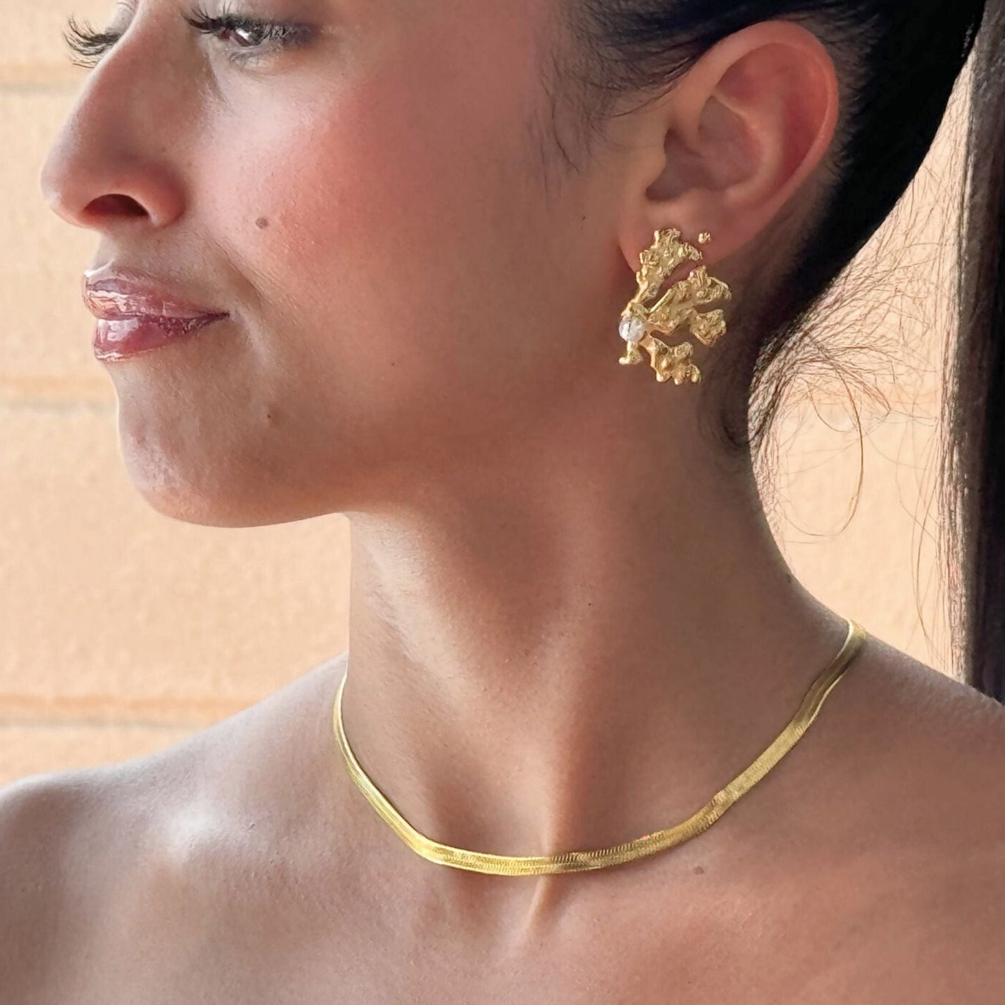 Zeina Pearl Coral Earrings