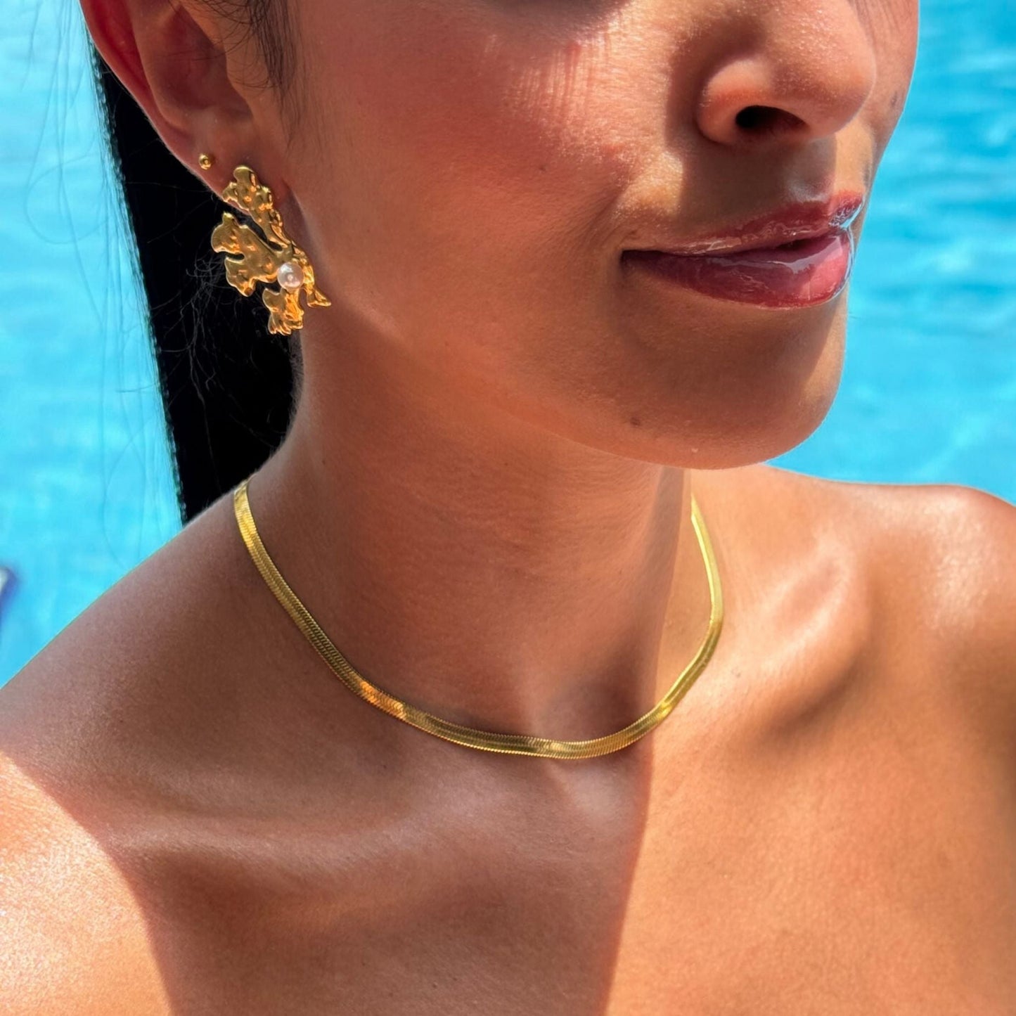 Zeina Pearl Coral Earrings